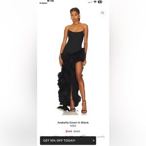 NBD Black Strapless Ruffle Gown